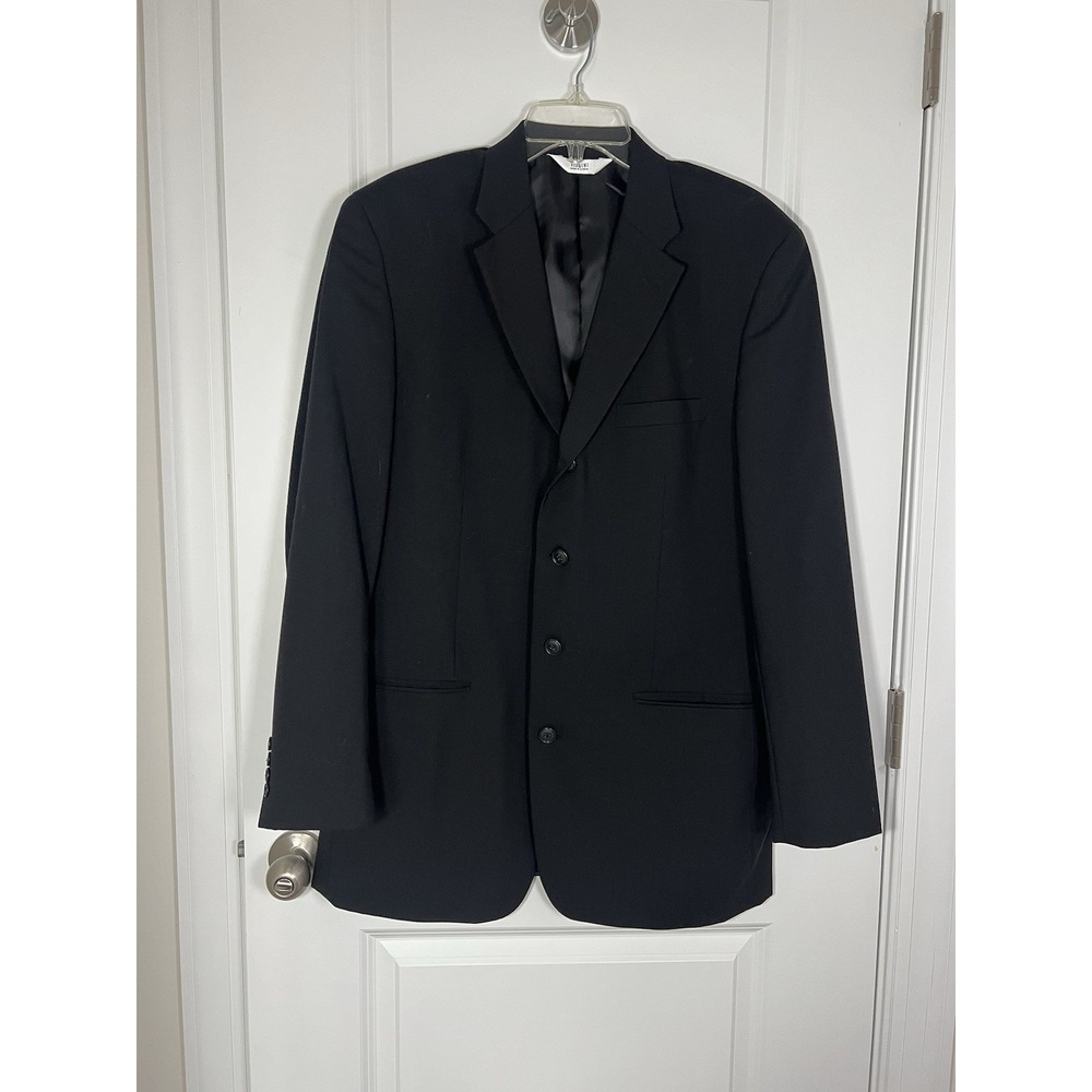 Versini Men's Single Breasted Black‎ 100% Wool Blazer Size 40 Long